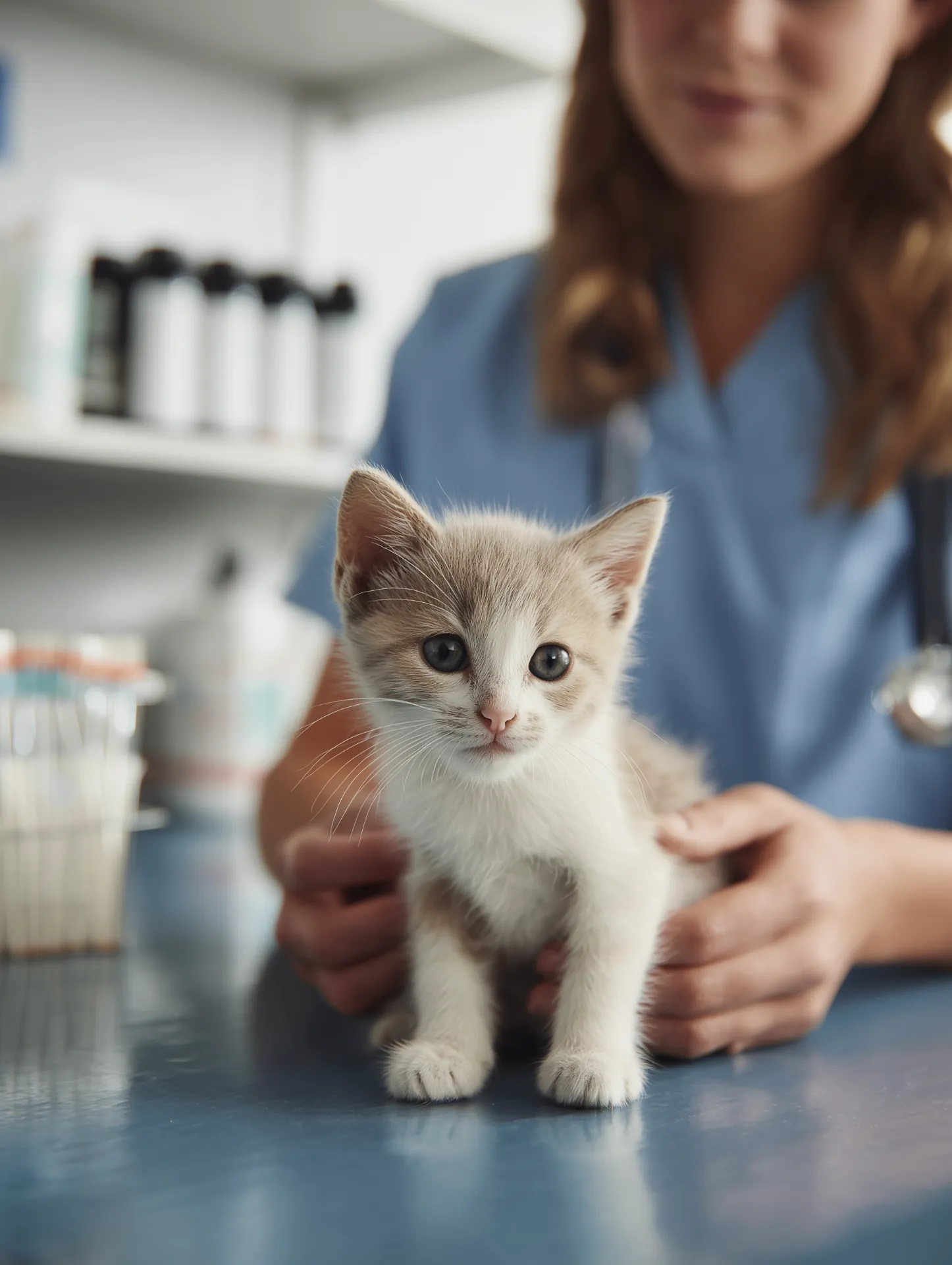 Ruhige Katze in heller Praxis